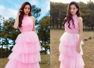 Hoa hậu Lương Thuỳ Linh “hoá nàng thơ” giữa đồi cỏ hồng
