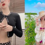 Tóc Tiên khép nép che vòng 1 vì chiếc áo chỉ nối bằng chiếc cúc nhỏ