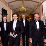 Hình ảnh vợ chồng David Beckham trong lễ cưới con trai